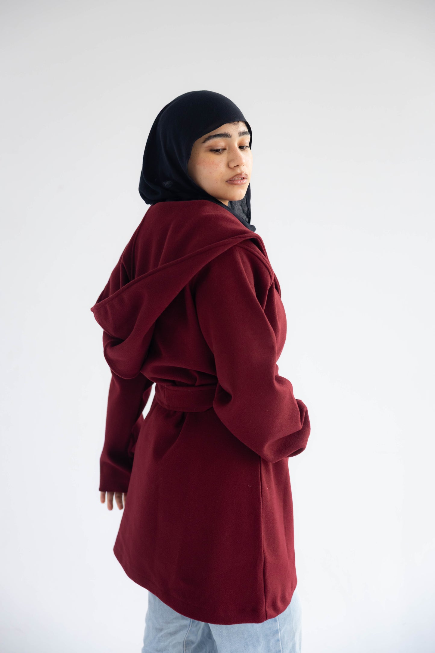 ZAS Hooded Wrap Coat - Burgandy