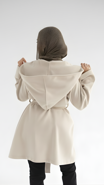 ZAS Hooded Wrap Coat - Beige