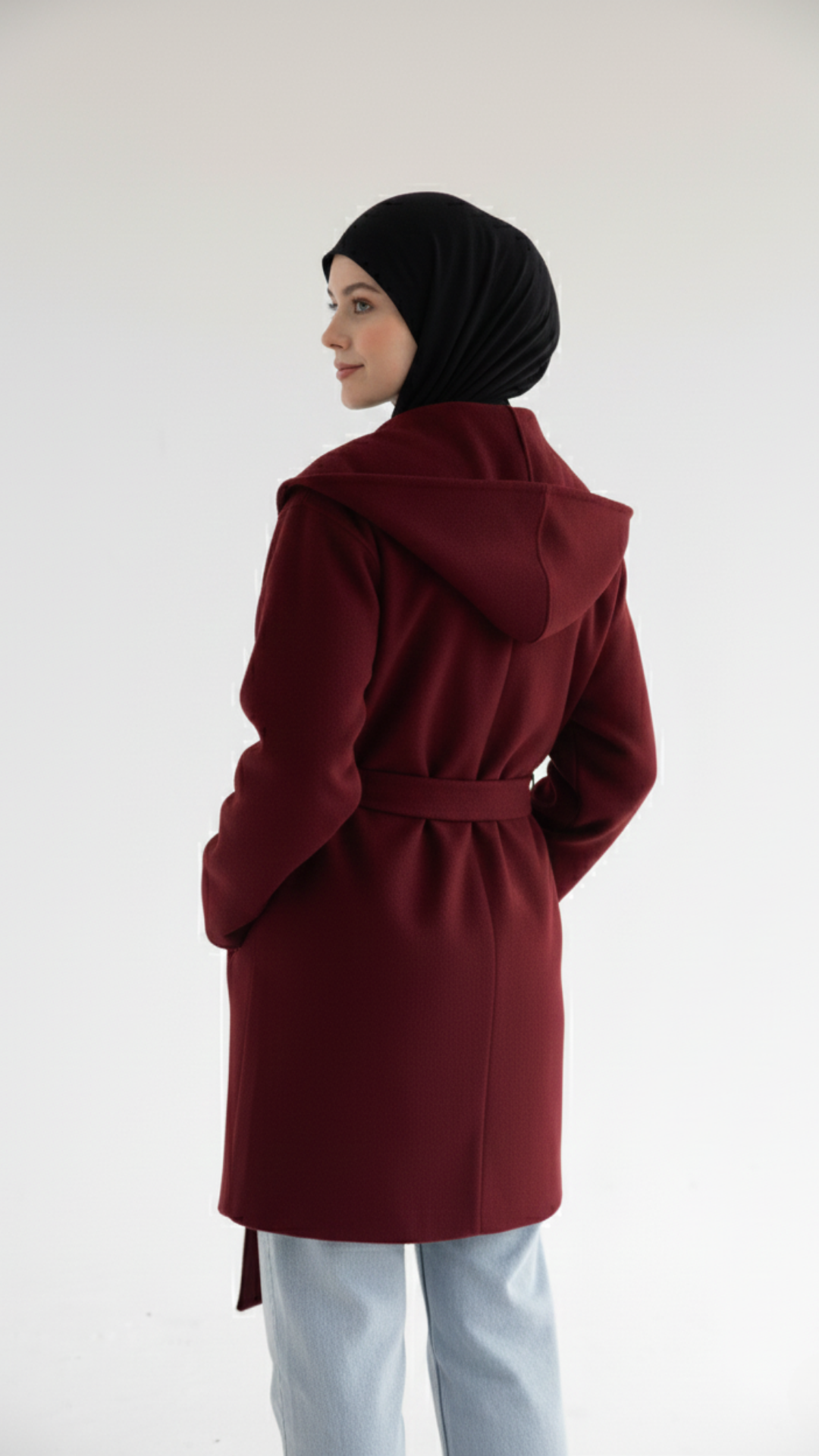 ZAS Hooded Wrap Coat - Burgandy