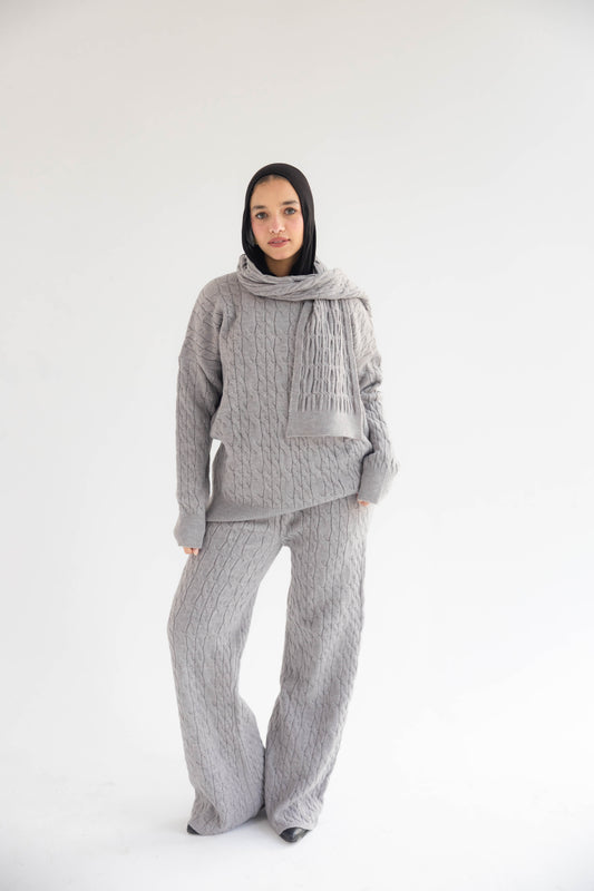 ZAS Winter Knit TRIO Set - Cloud grey