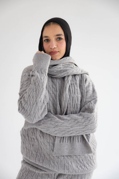 ZAS Winter Knit TRIO Set - Cloud grey