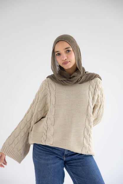 ZAS Cable Knit Sweater - Beige
