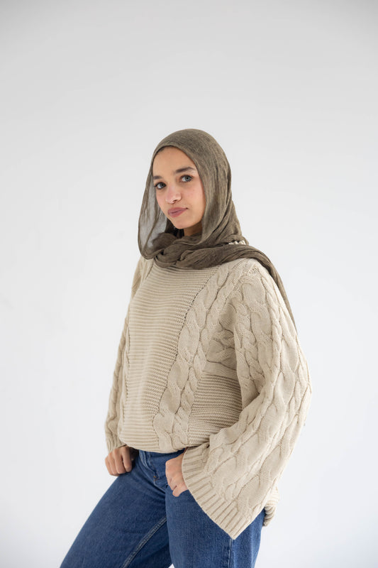 ZAS Cable Knit Sweater - Beige
