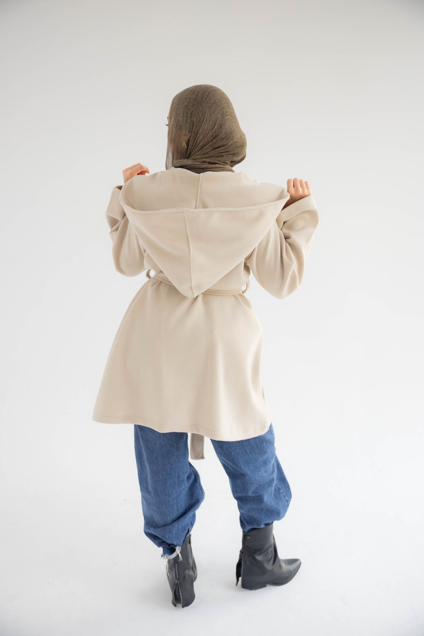 ZAS Hooded Wrap Coat - Beige